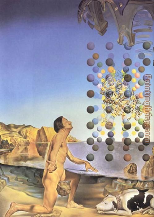 Dali Nude in Contemplation Before the Five Regular Bodies painting - Salvador Dali Dali Nude in Contemplation Before the Five Regular Bodies art painting
